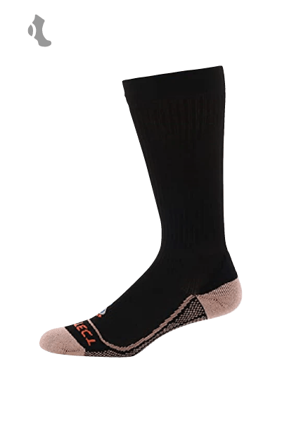 black over the calf copper compression socks with accents