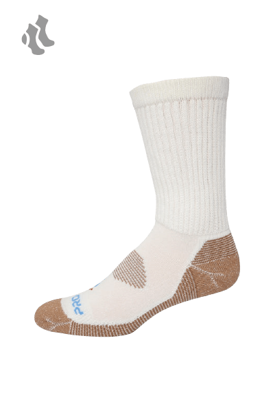 white crew cut copper diabetic socks with accents