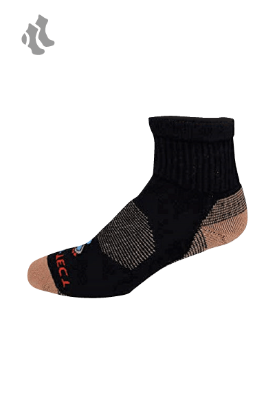 black quarter cut copper diabetic socks with accents