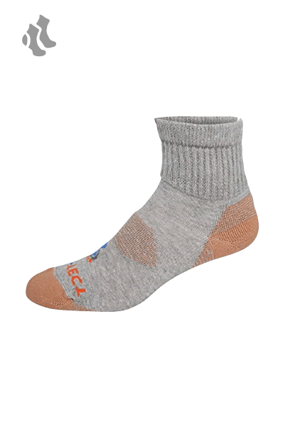 grey heather quarter cut copper diabetic socks with accents