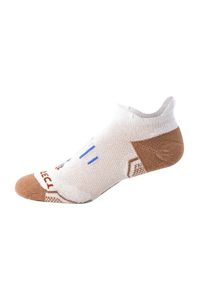 white no show copper athletic socks with accents