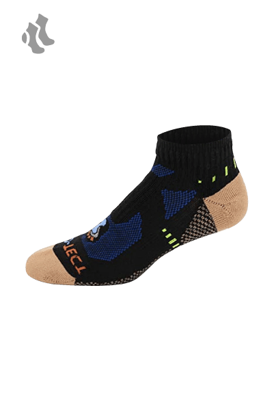 black low cut copper athletic socks with accents