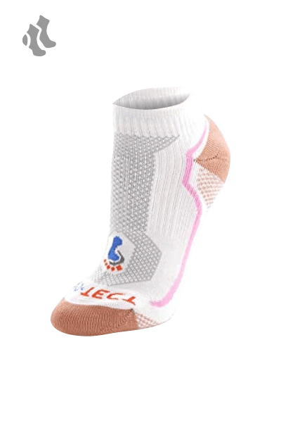 pink low cut copper athletic socks with accents