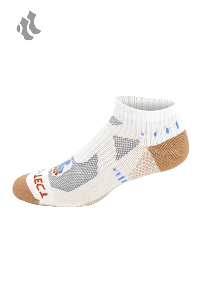 white low cut copper athletic socks with accents