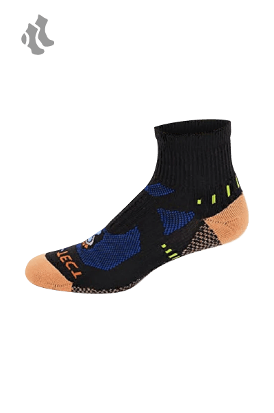 black quarter cut copper athletic socks with accents