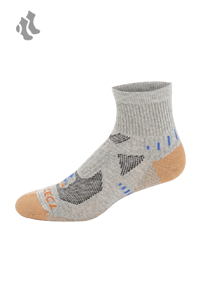 grey heather quarter cut copper athletic socks with accents