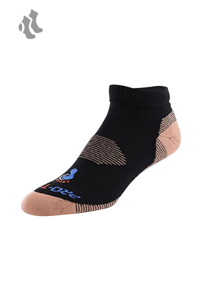 black quarter cut copper diabetic socks with accents