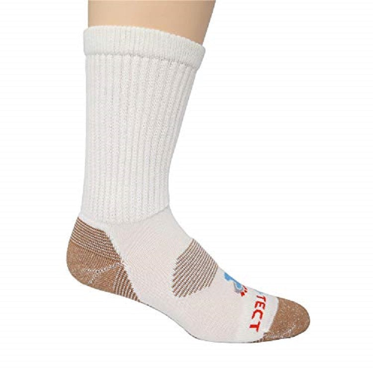 right side white crew cut copper diabetic socks with accents