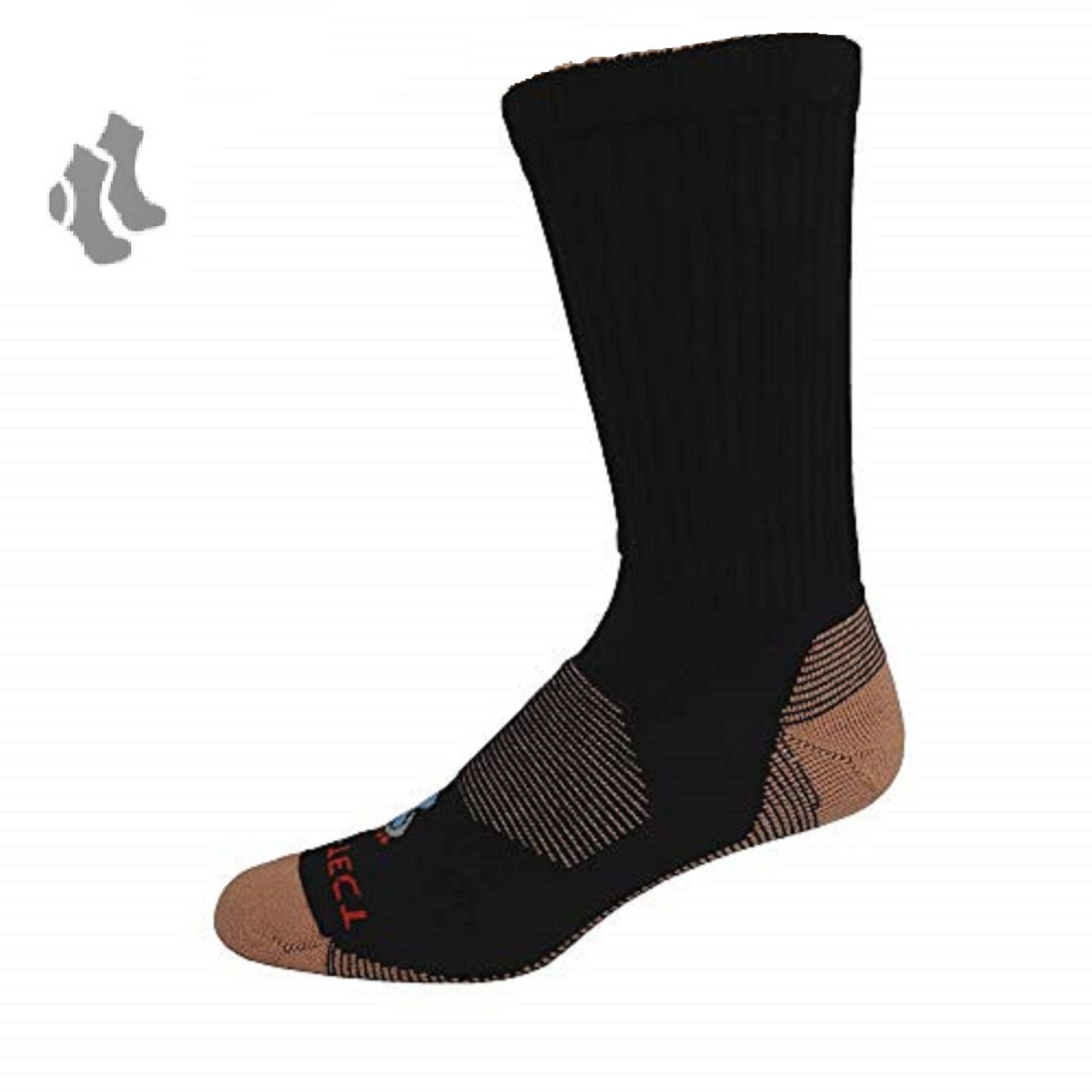 black crew cut copper diabetic socks with accents