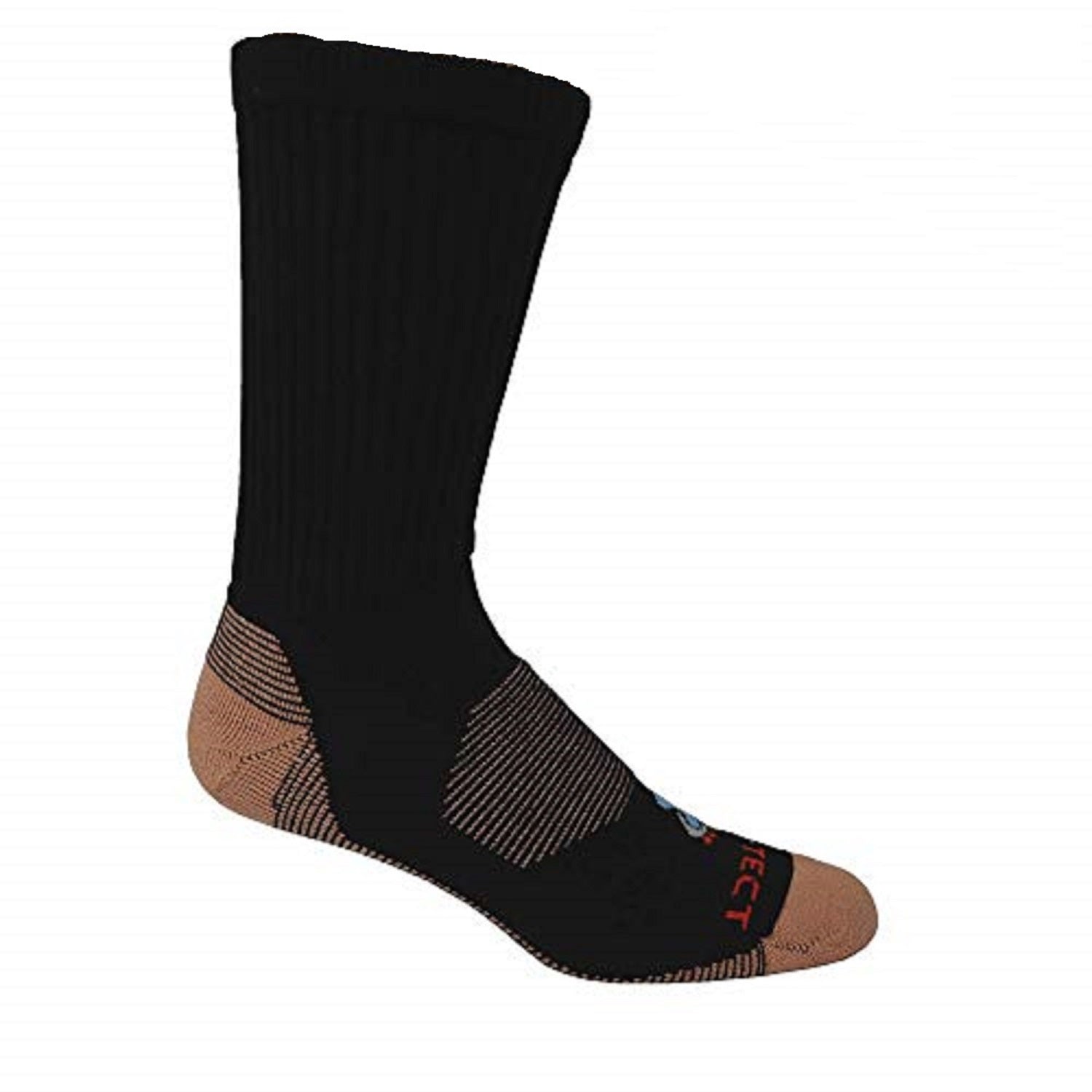 black crew cut copper diabetic socks with accents