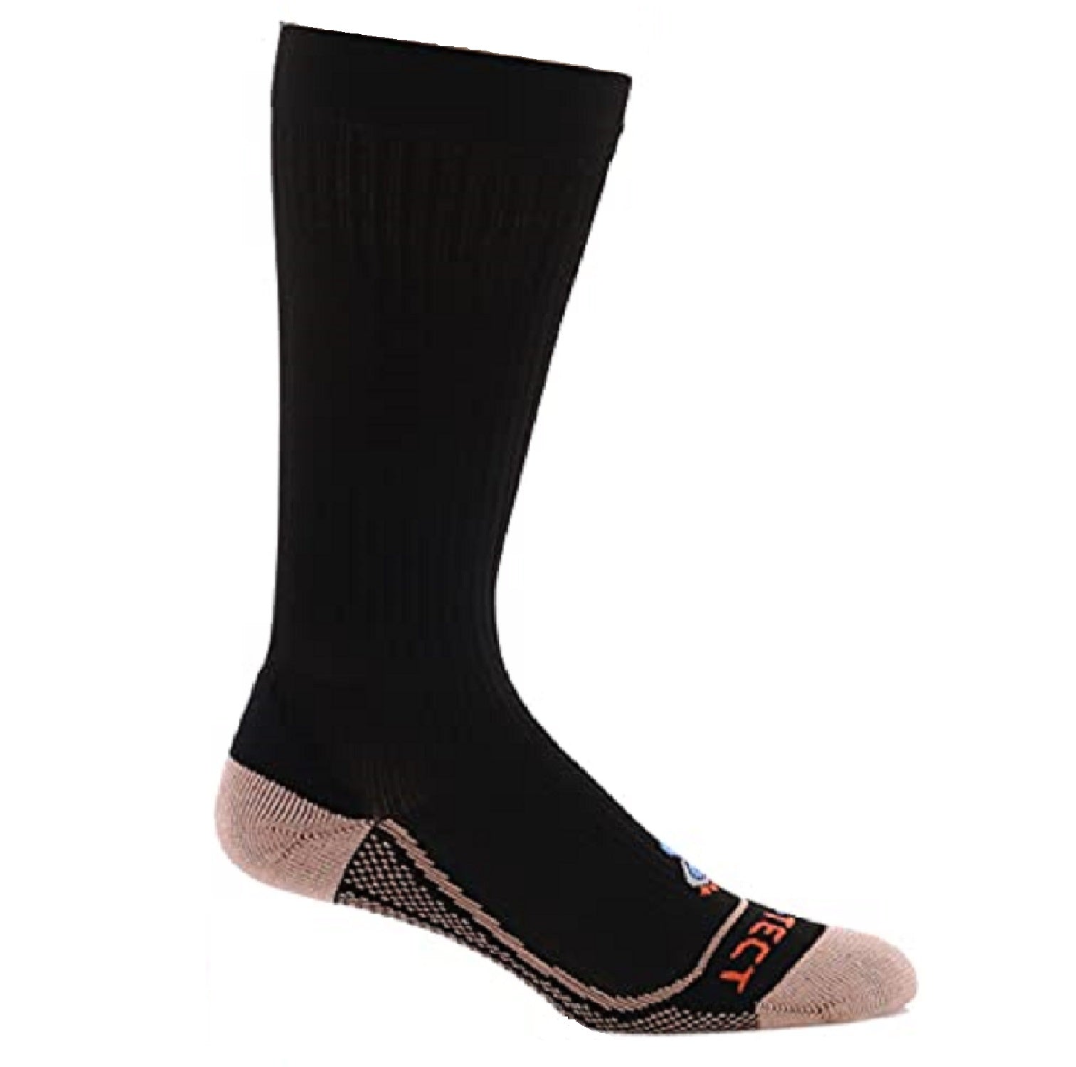 black over the calf copper compression socks with accents