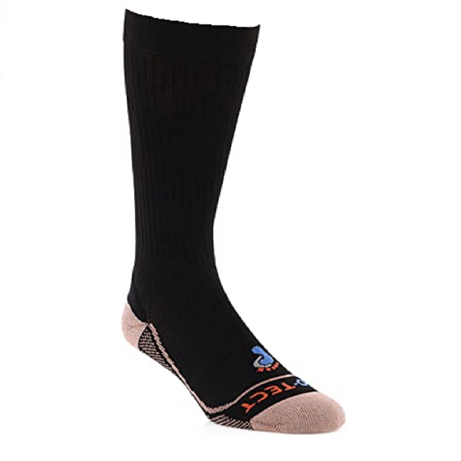 black over the calf copper compression socks with accents