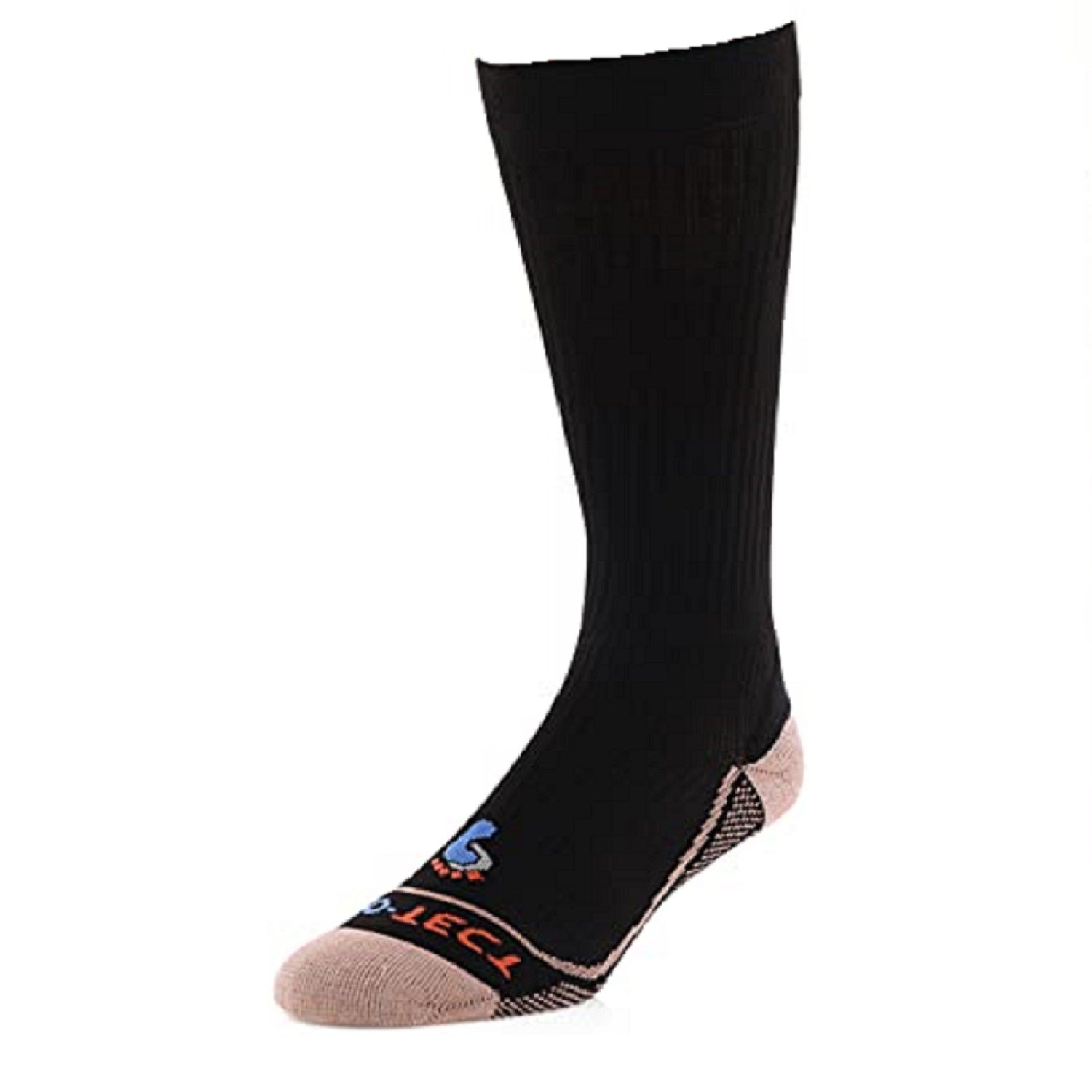 black over the calf copper compression socks with accents