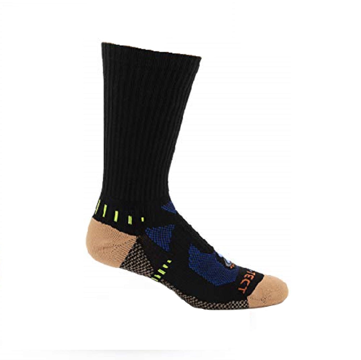 black crew cut copper athletic socks with accents