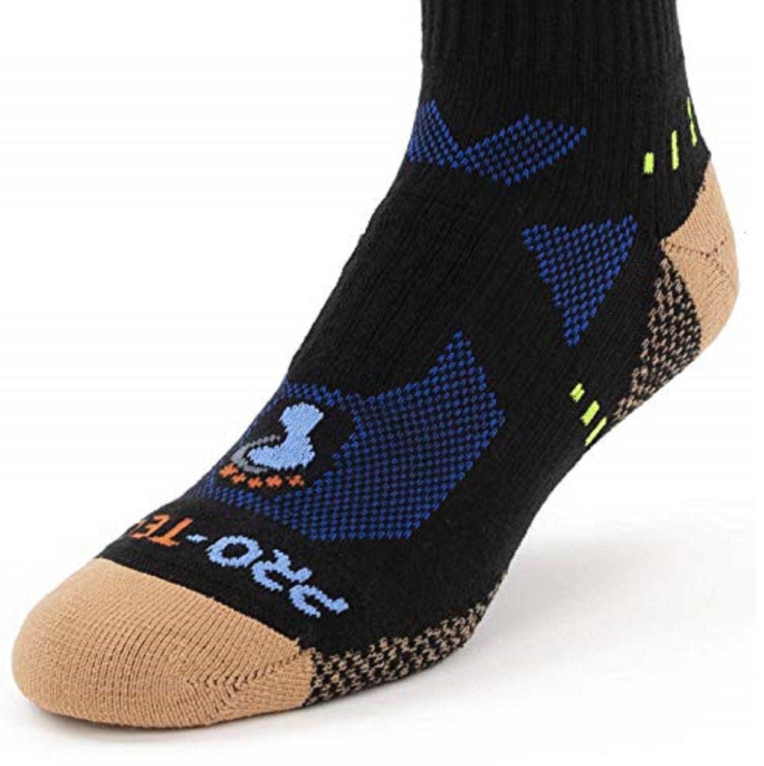 black crew cut copper athletic socks with accents