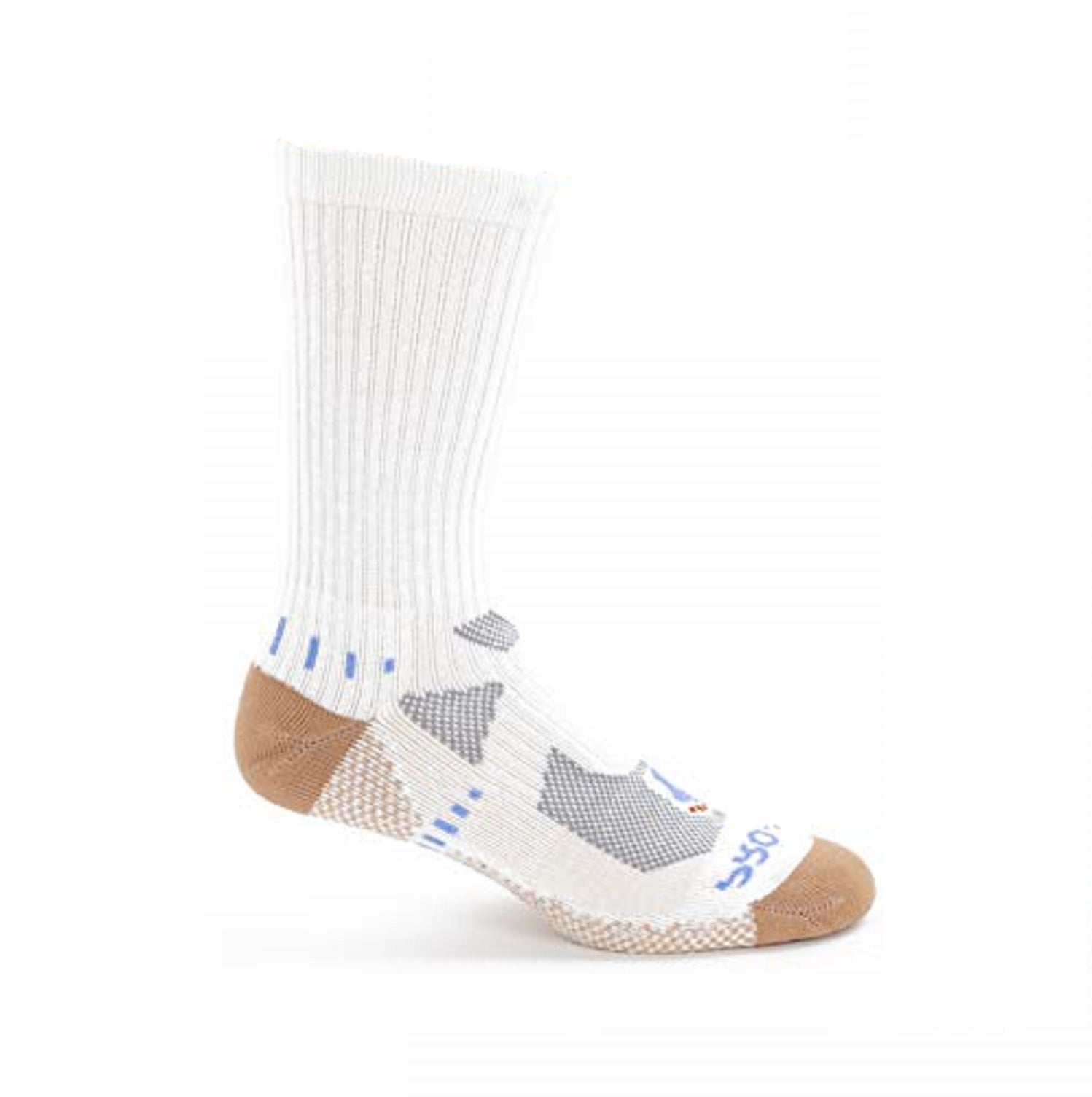 white crew cut copper athletic socks with  accents