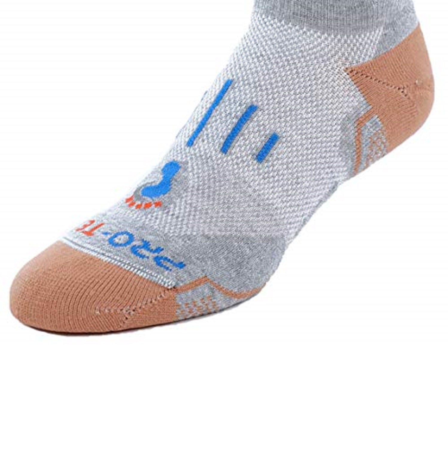 grey heather no show copper athletic socks with accents