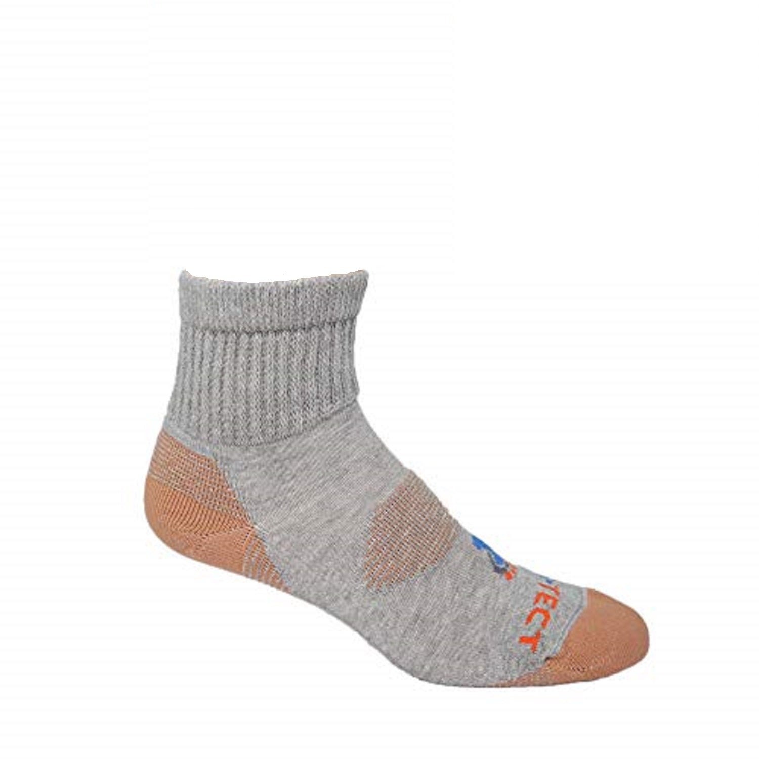 grey heather quarter cut copper diabetic socks with accents