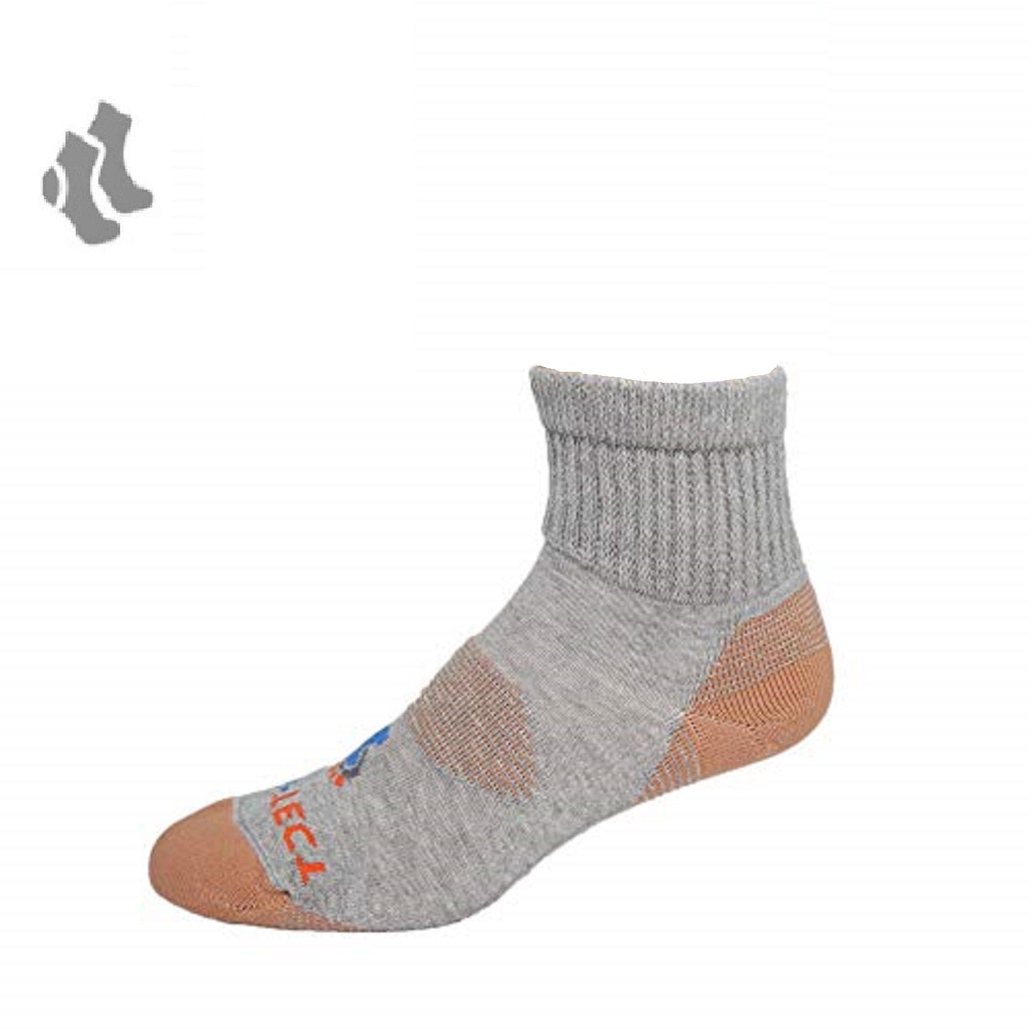 grey heather quarter cut copper diabetic socks with accents