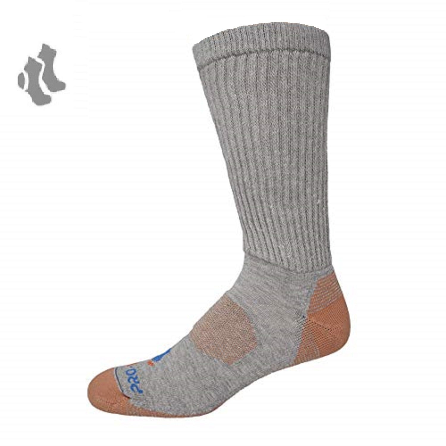 grey heather crew cut copper diabetic socks with accents