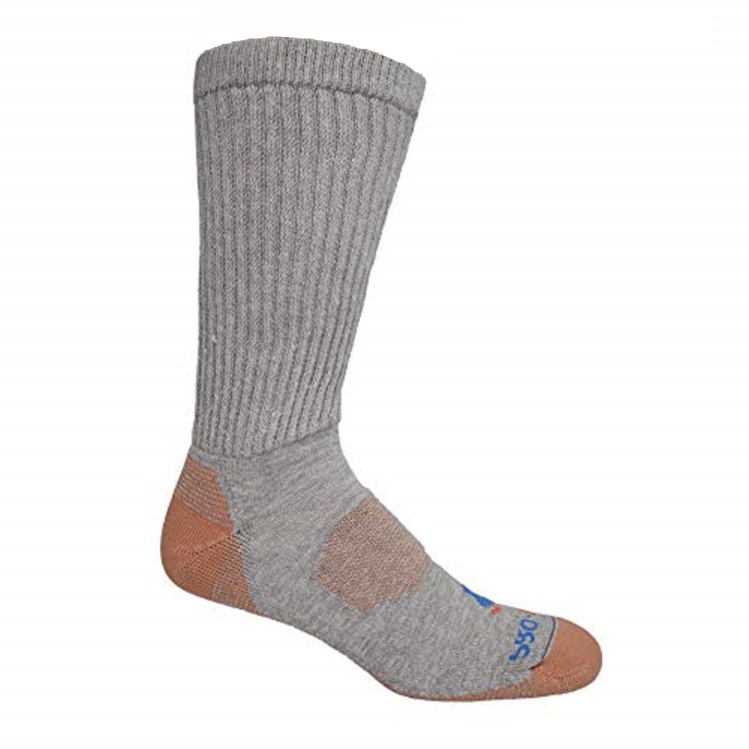 grey heather crew cut copper diabetic socks with accents