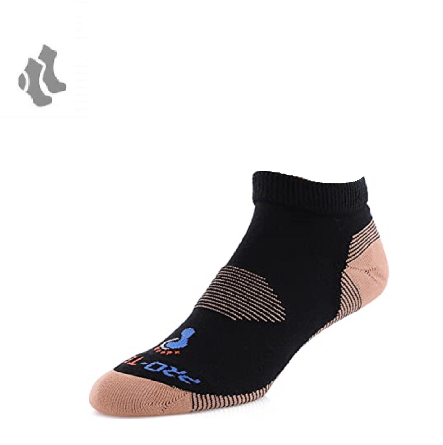 black quarter cut copper diabetic socks with accents