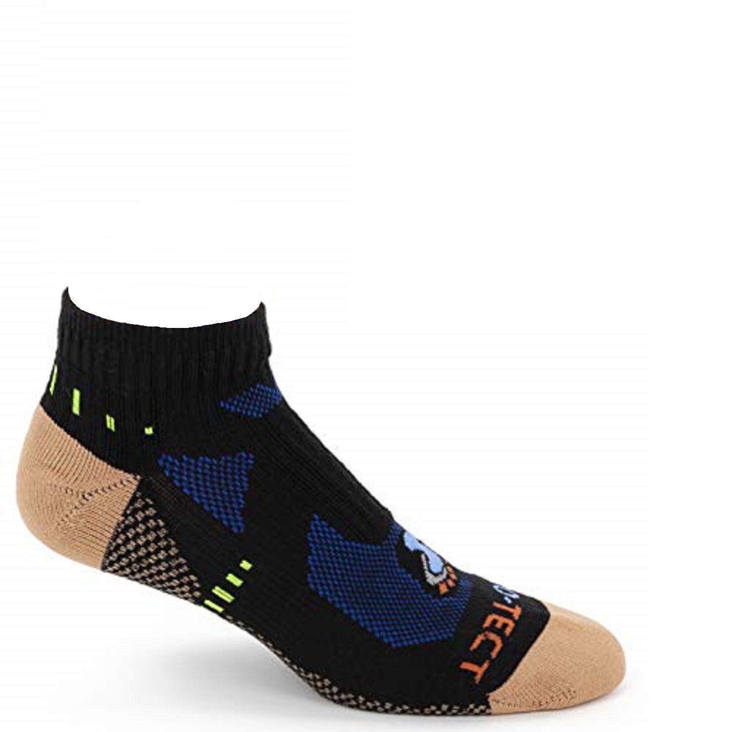 black low cut copper athletic socks with accents