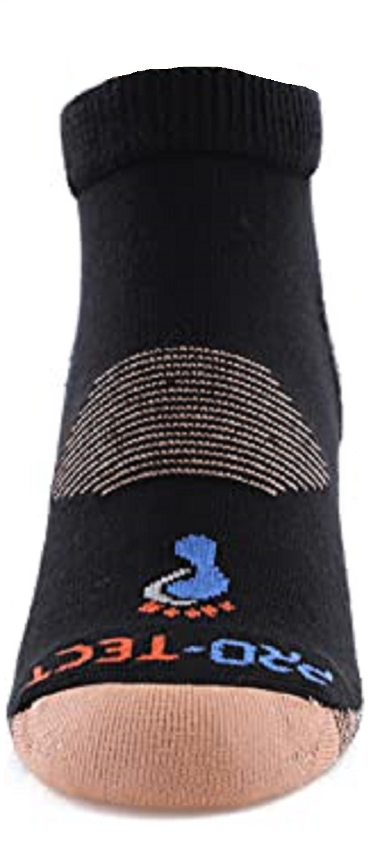 black quarter cut copper diabetic socks with accents