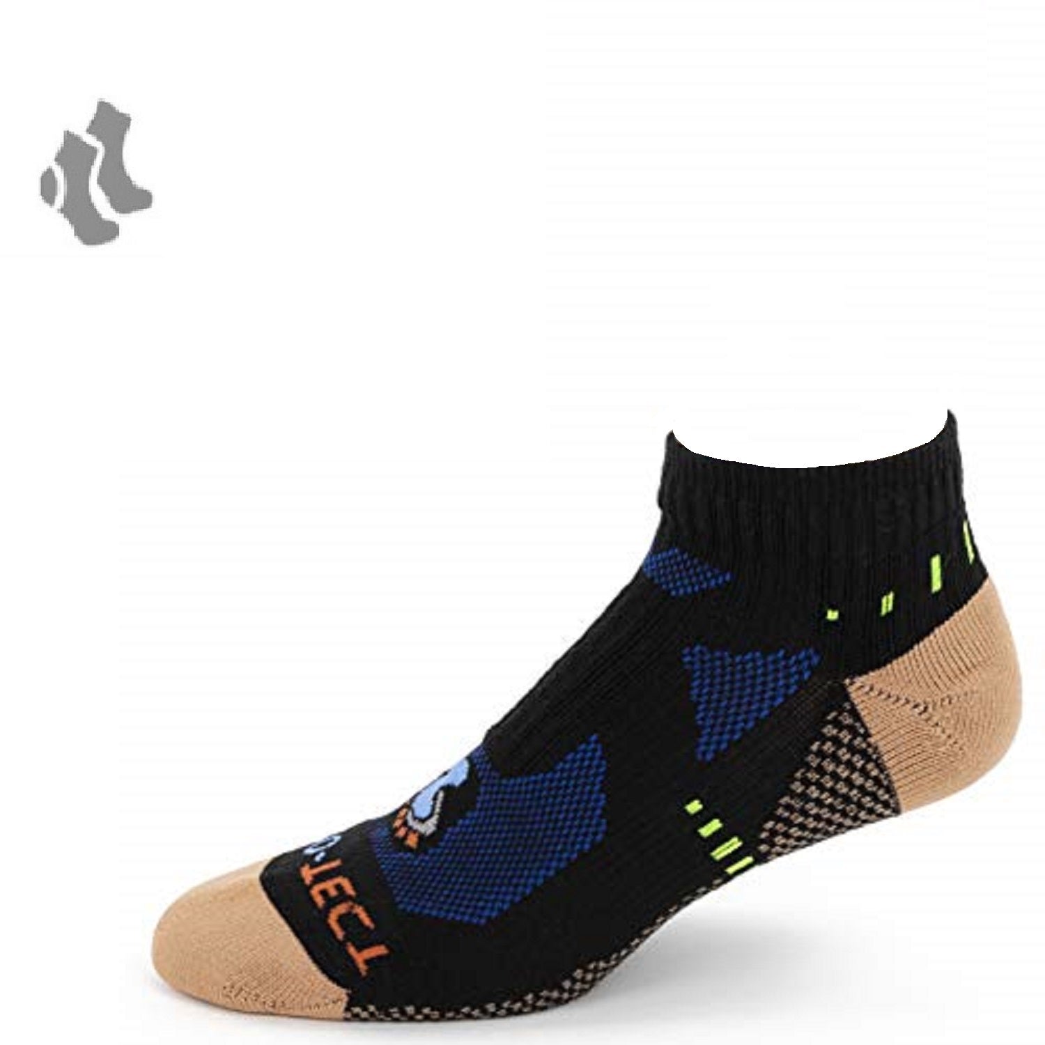 black low cut copper athletic socks with accents