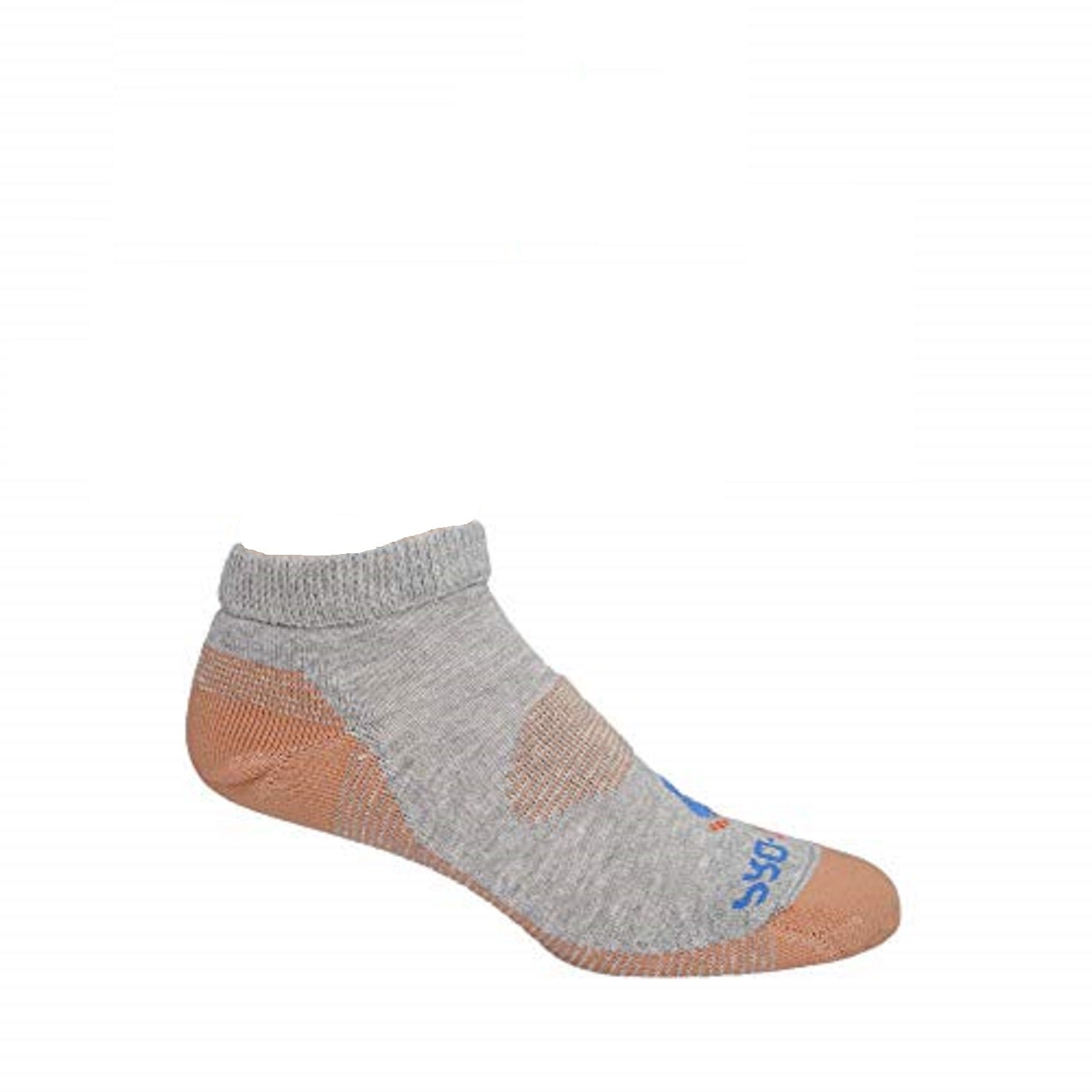 grey heather low cut copper diabetic socks with accents