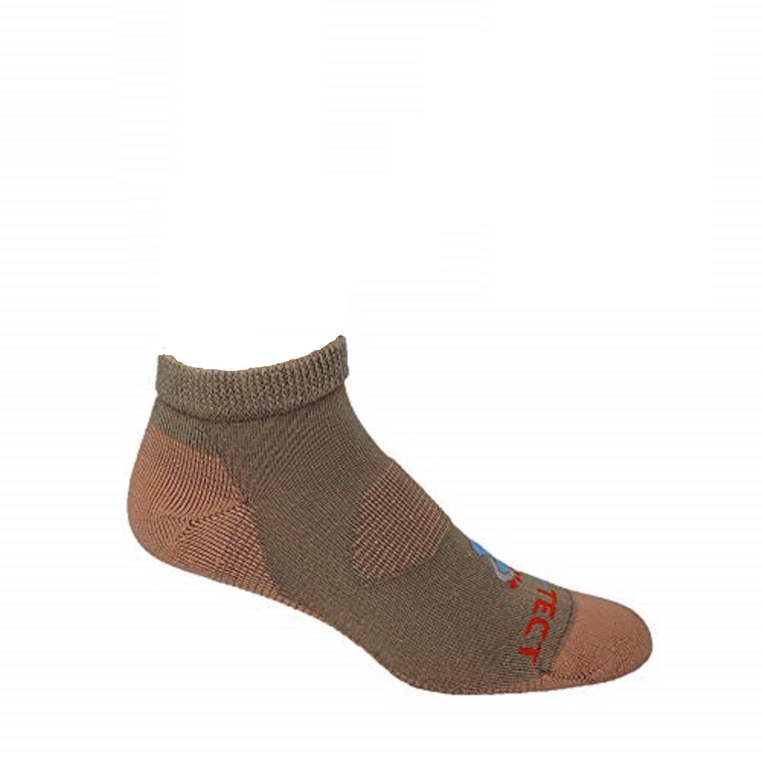 khaki low cut copper diabetic socks with accents