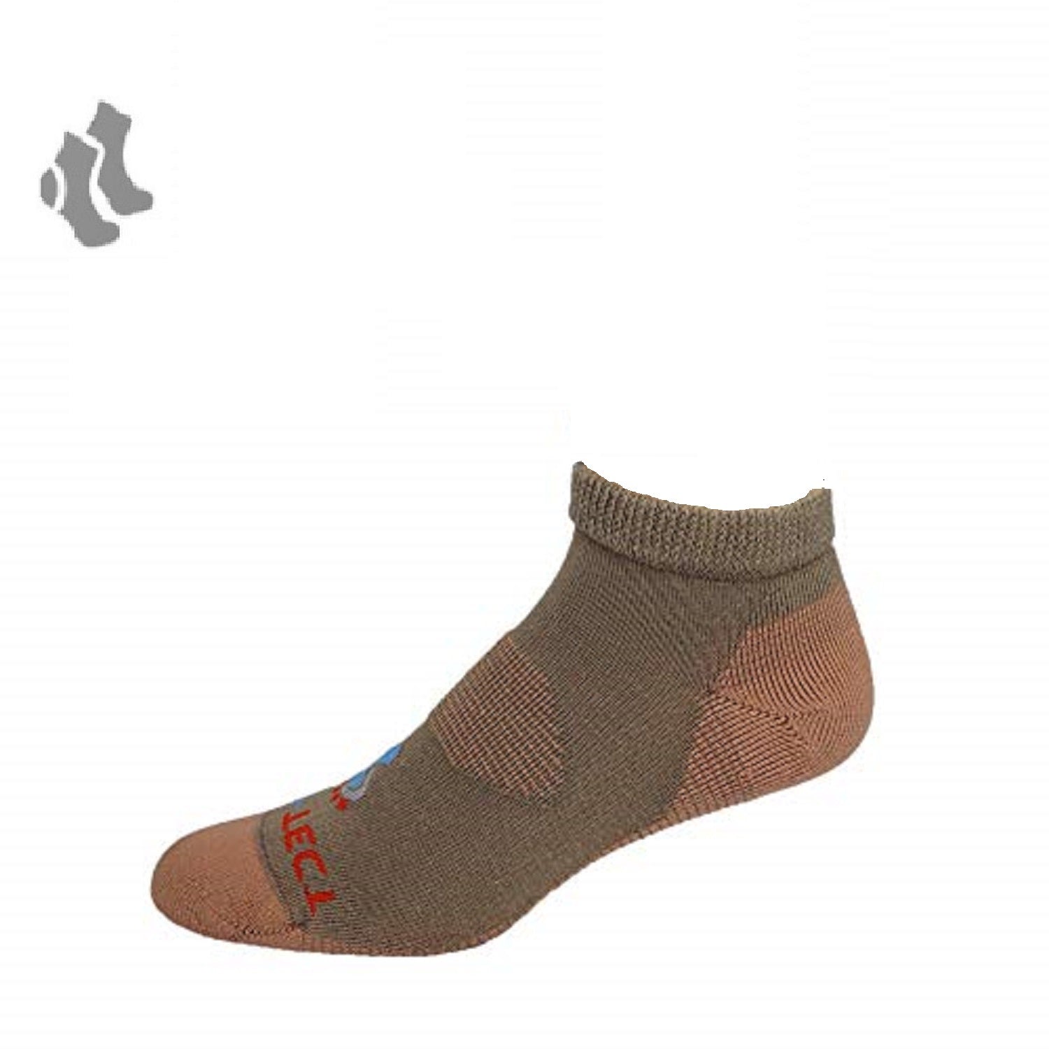 khaki low cut copper diabetic socks with accents