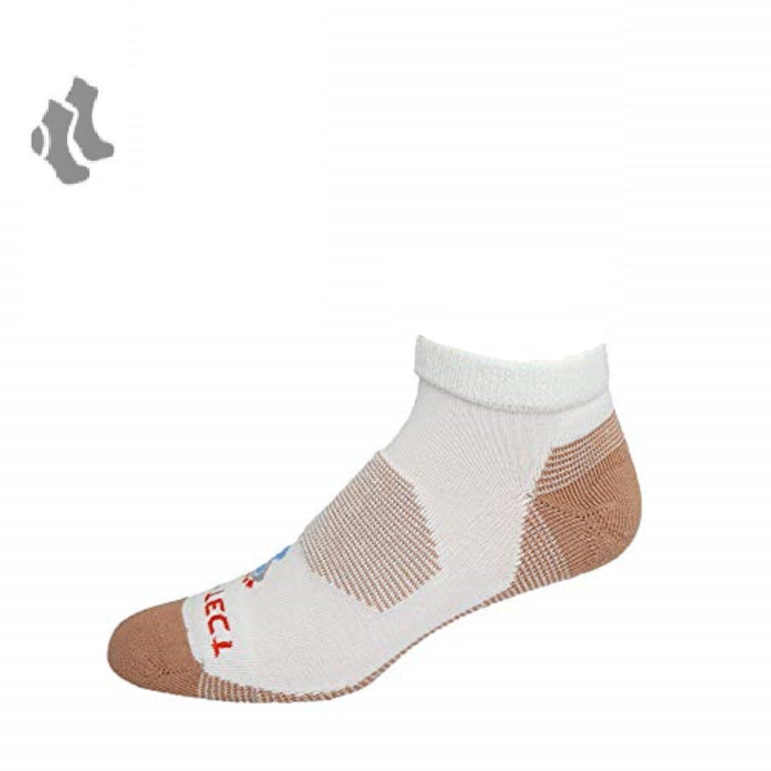 white quarter cut copper diabetic socks with accents