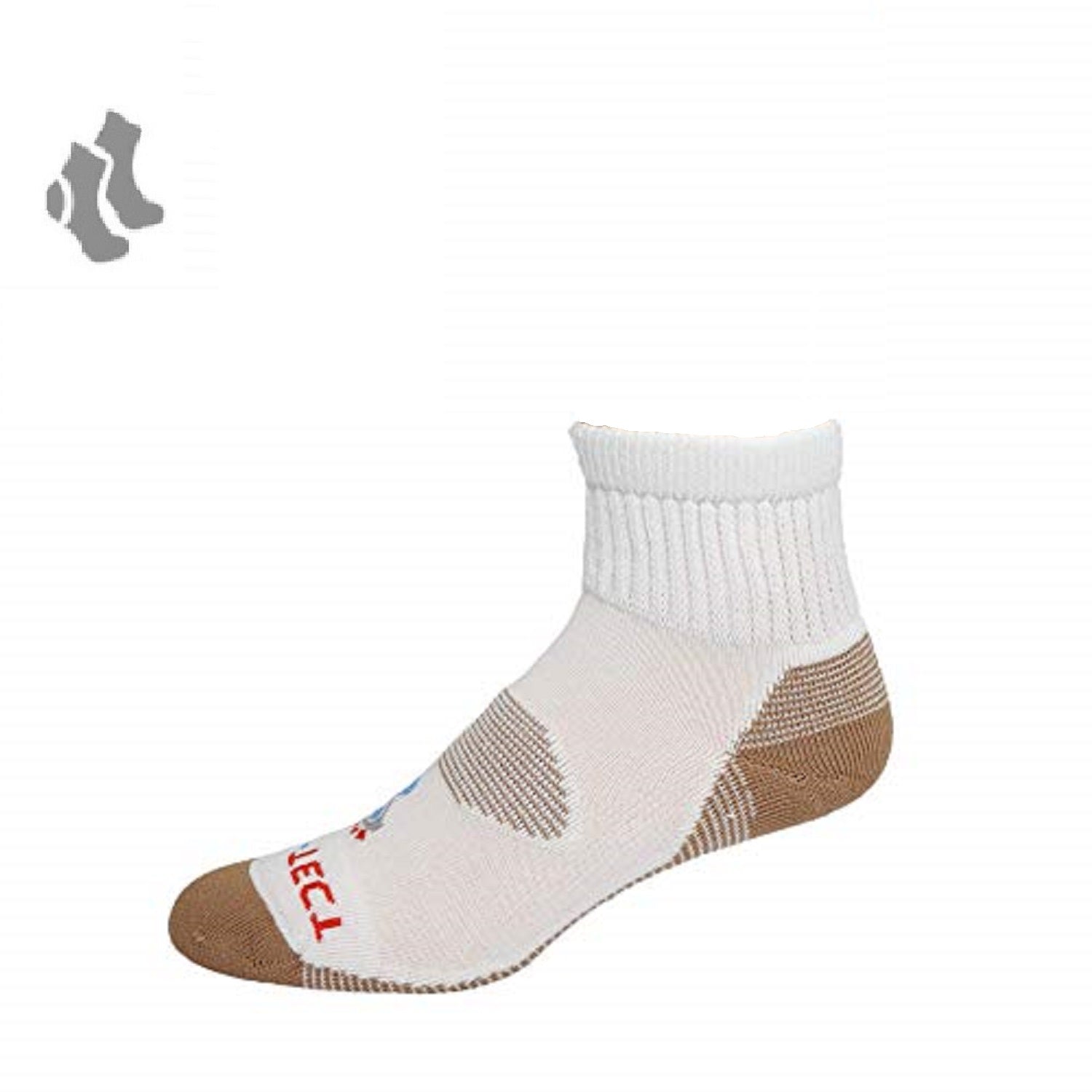 white quarter cut copper diabetic socks with accents