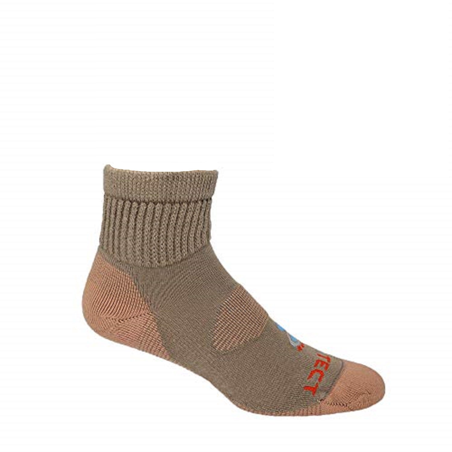 khaki quarter cut copper diabetic socks with accents