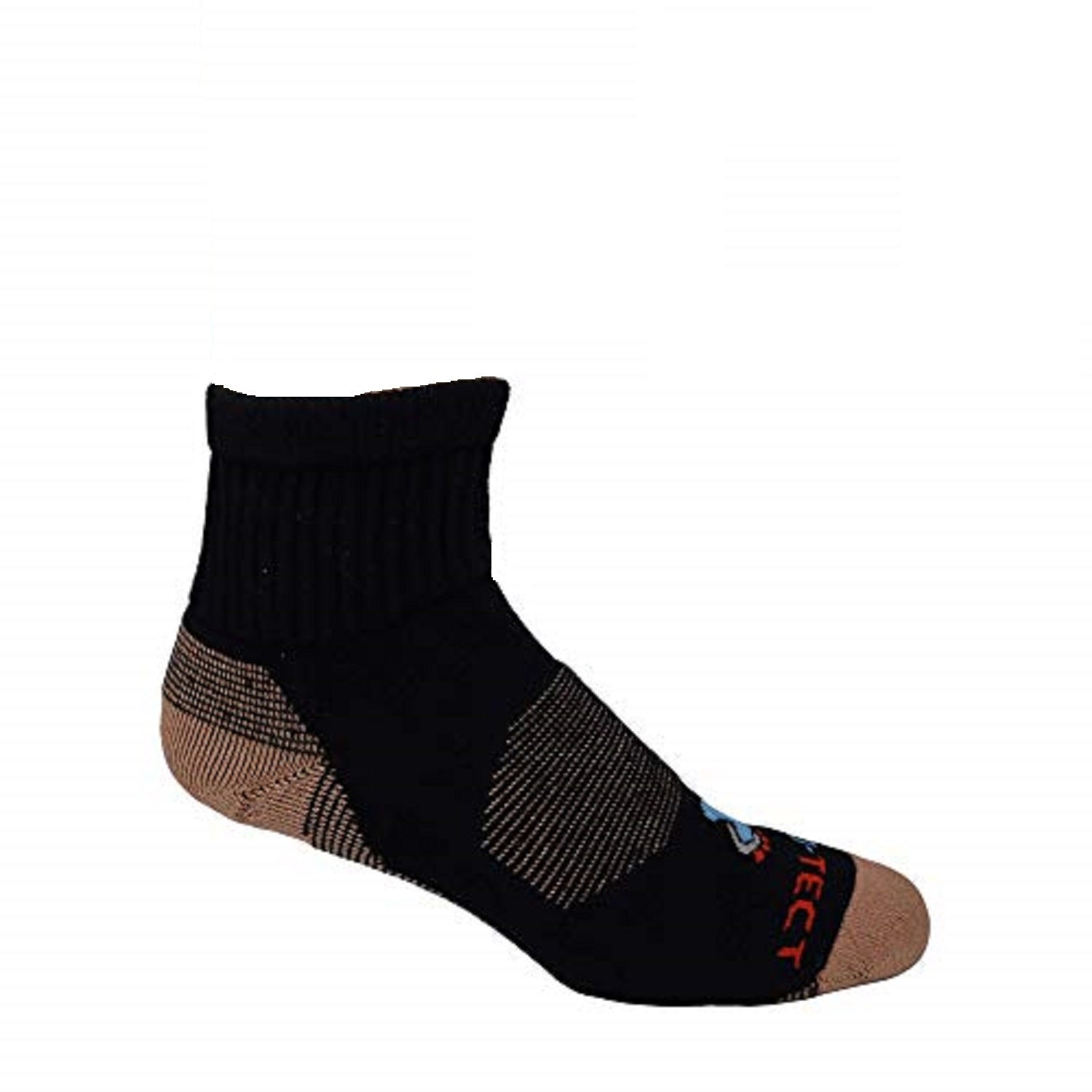 black quarter cut copper diabetic socks with accents