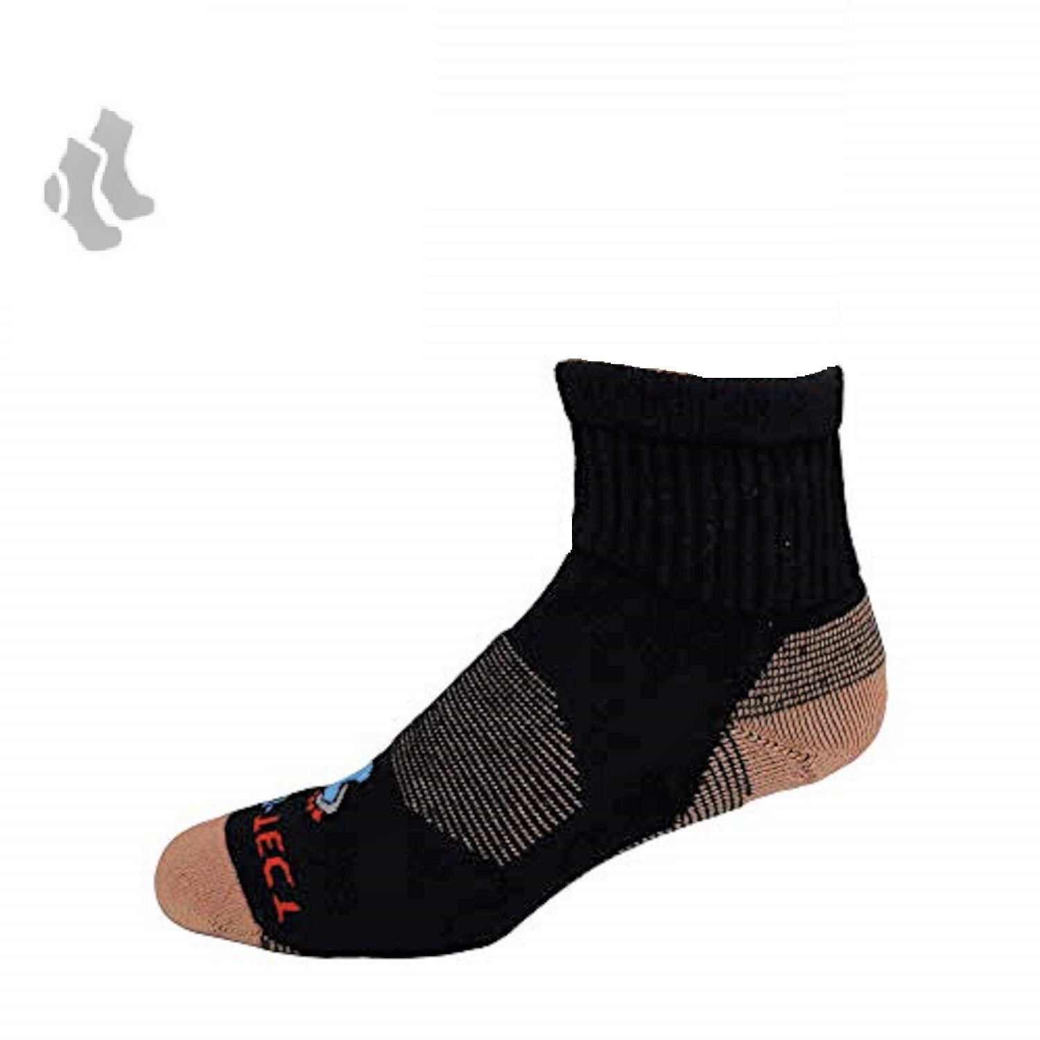 black quarter cut copper diabetic socks with accents