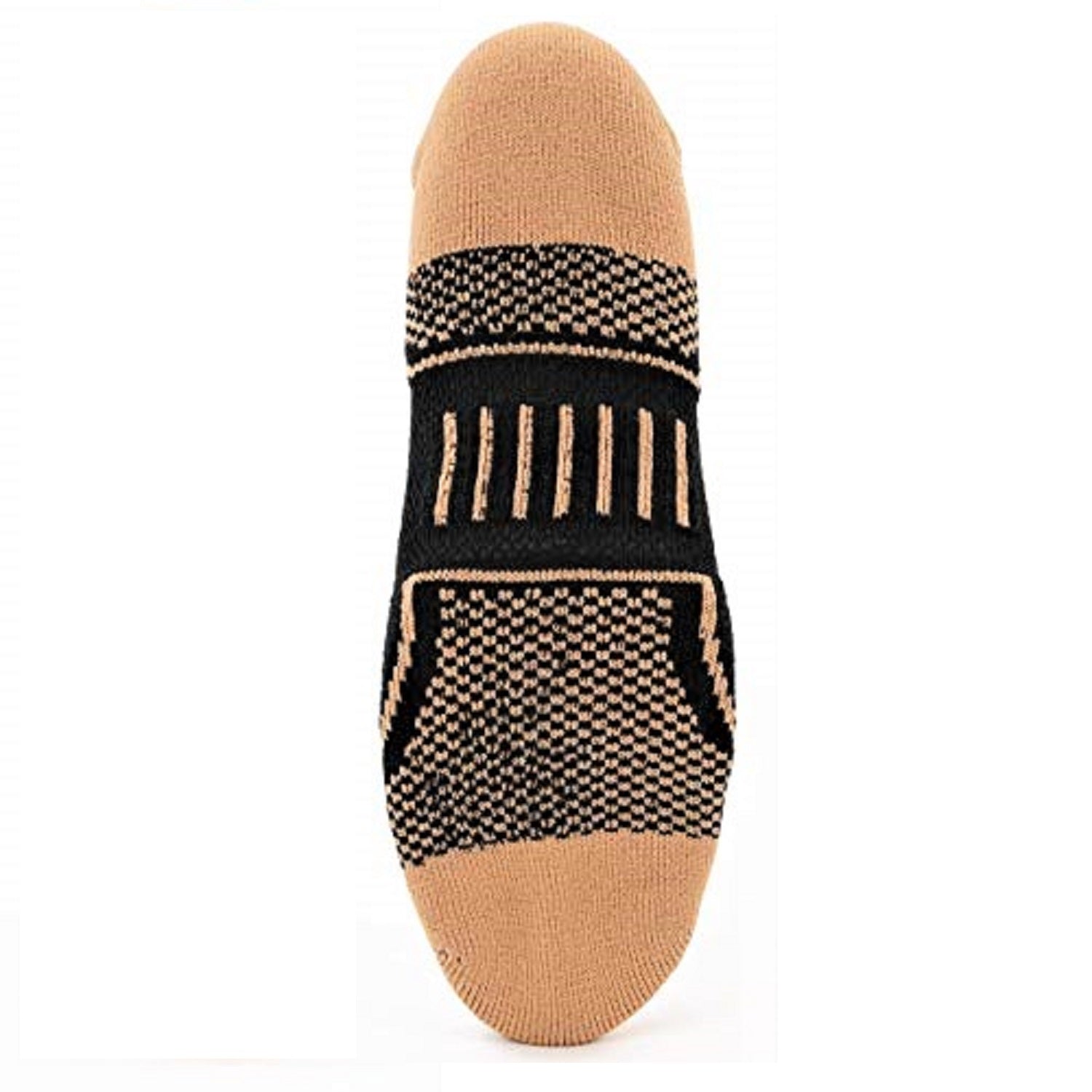 black no show copper athletic socks with accents