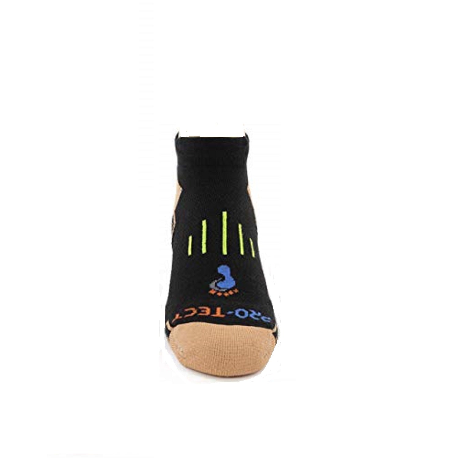 black no show copper athletic socks with accents