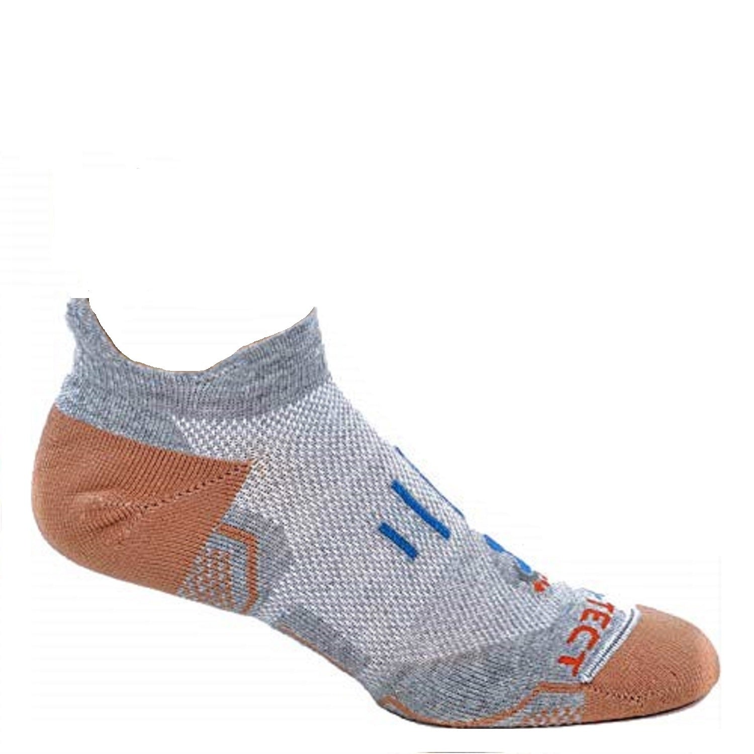 grey heather no show copper athletic socks with accents