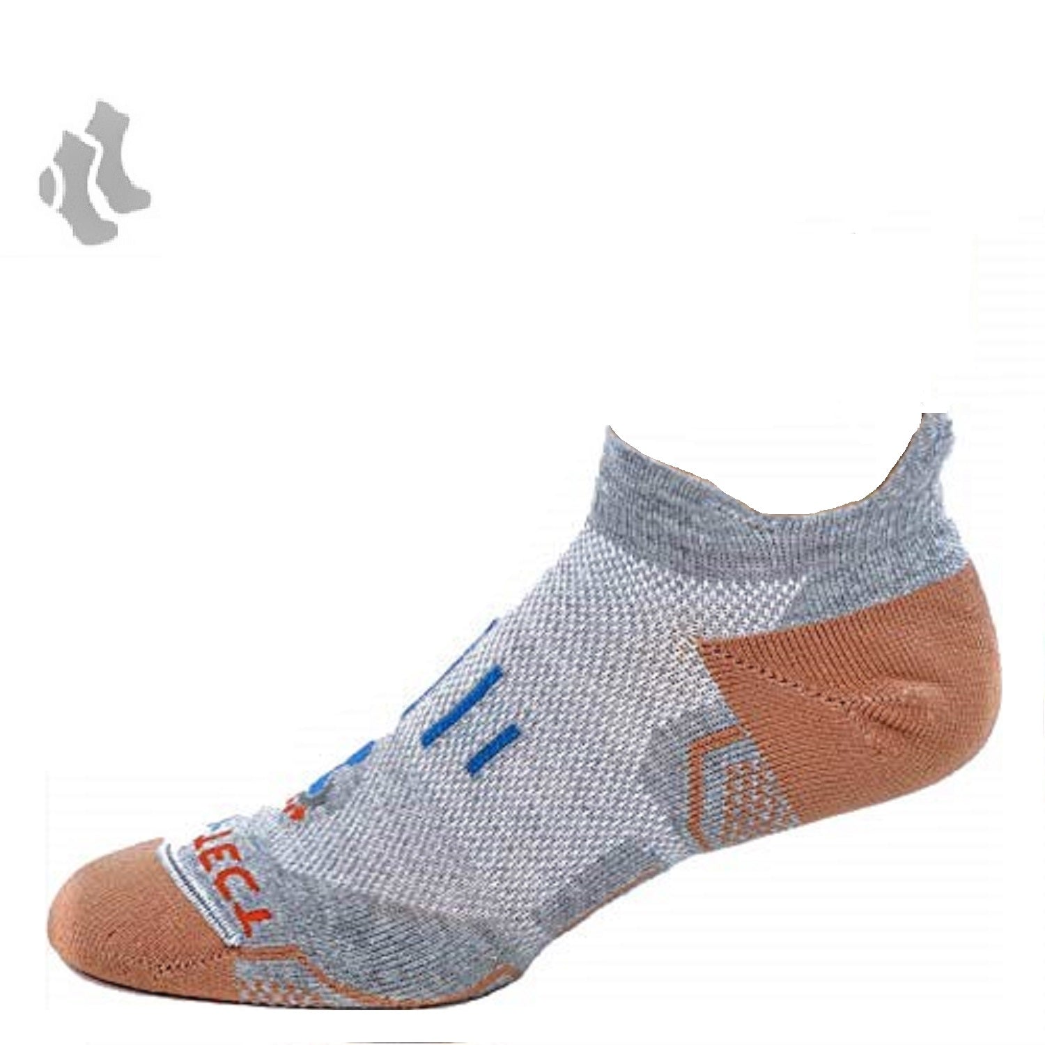 grey heather no show copper athletic socks with accents