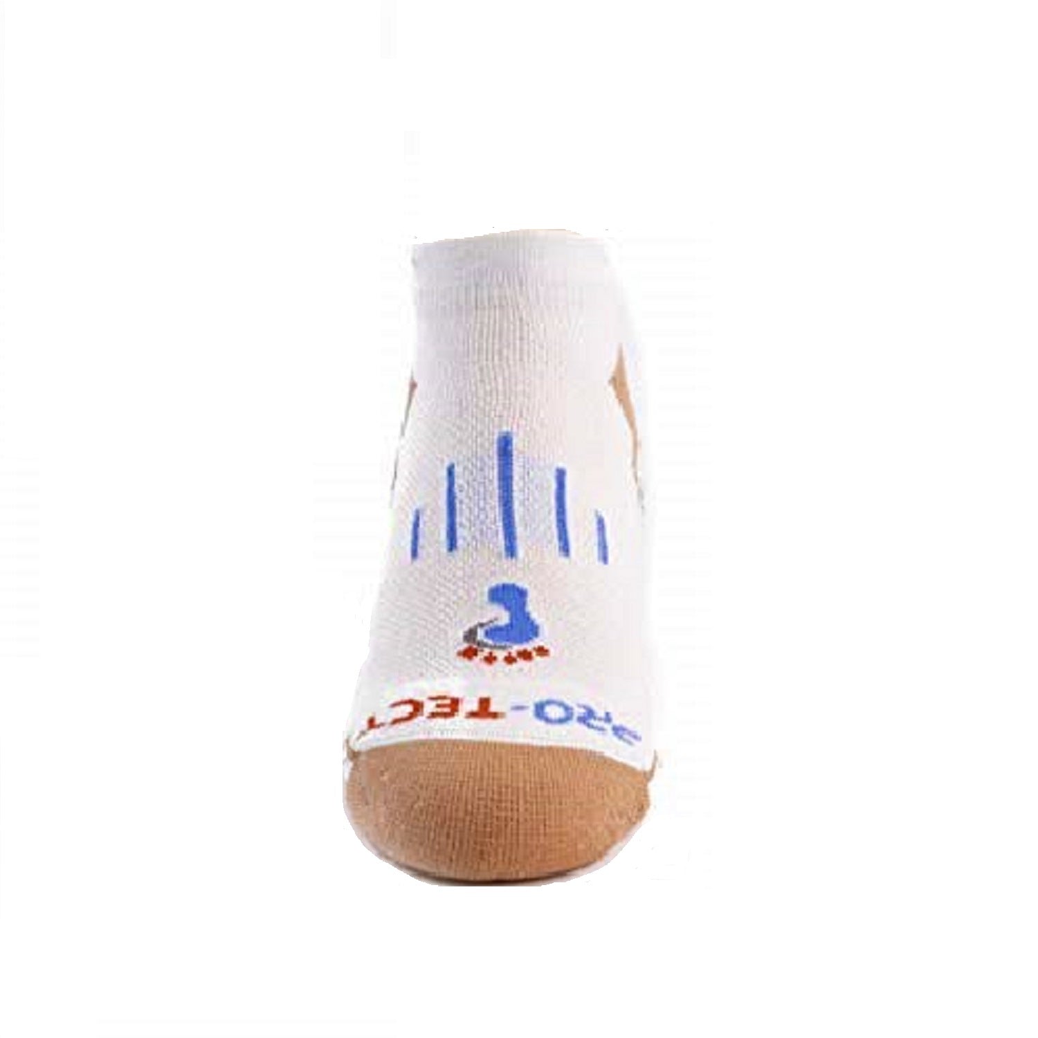 white no show copper athletic socks with accents