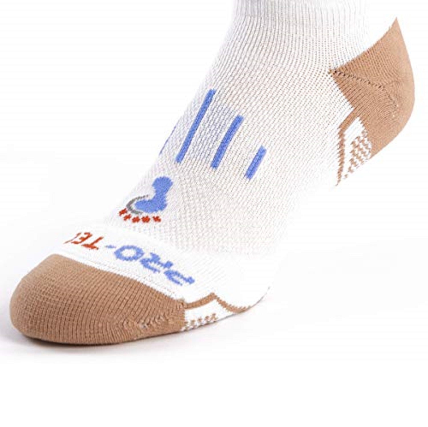 white no show copper athletic socks with accents