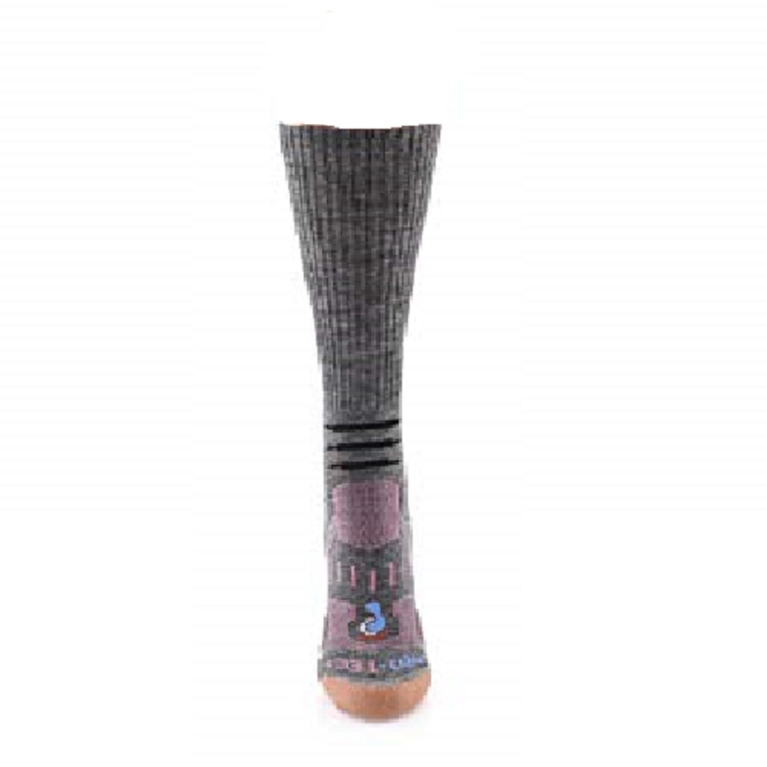 grey crew cut merino wool copper hiking socks with pink accents