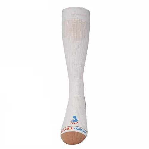 white over the calf copper compression socks with accents