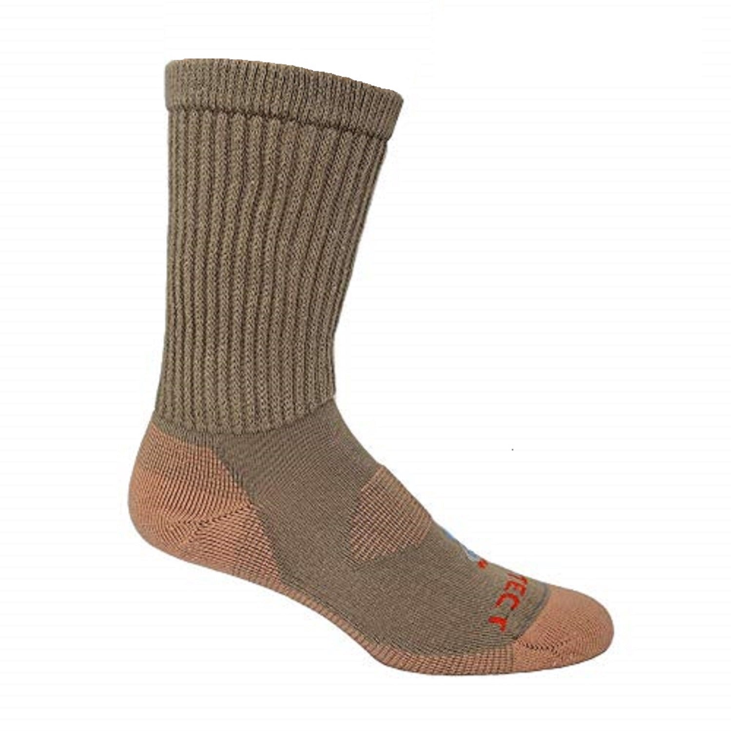 khaki crew cut copper diabetic socks with accents