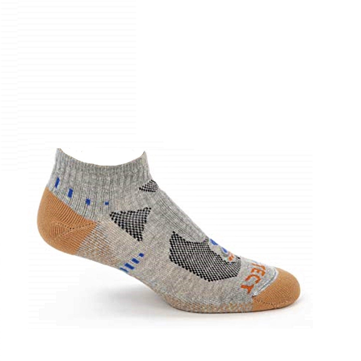 grey heather low cut copper athletic socks with accents