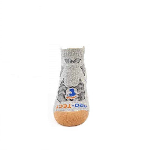 grey heather low cut copper athletic socks with accents