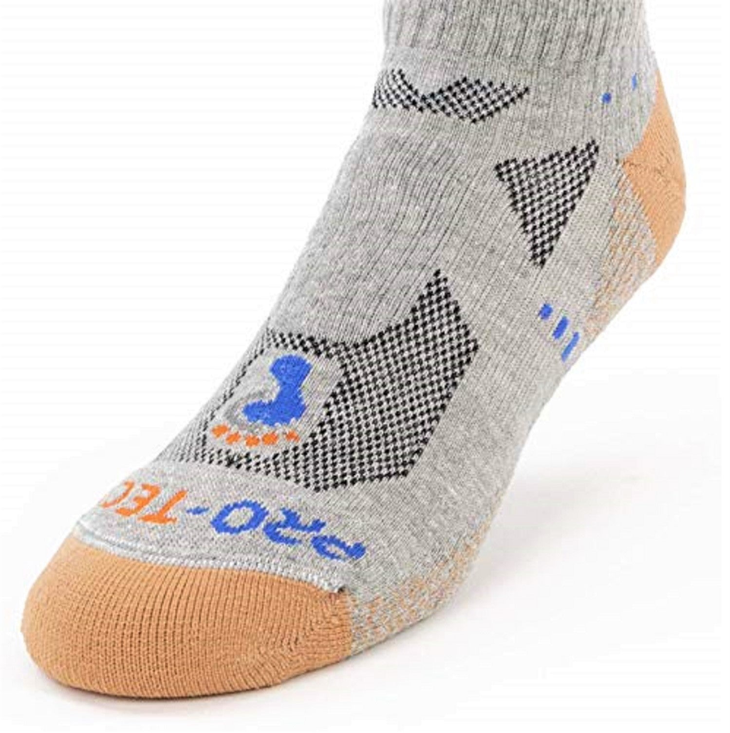 grey heather low cut copper athletic socks with accents