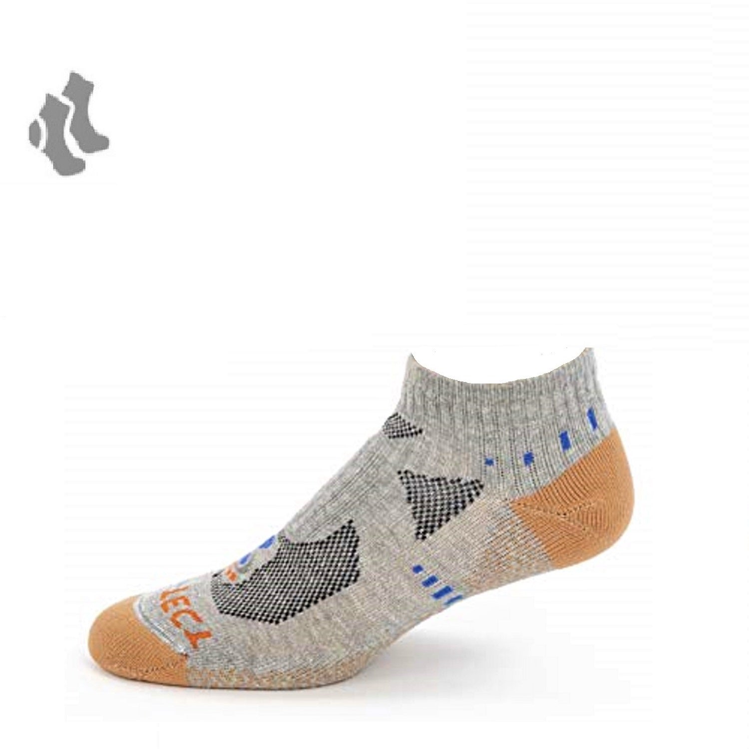 grey heather low cut copper athletic socks with accents